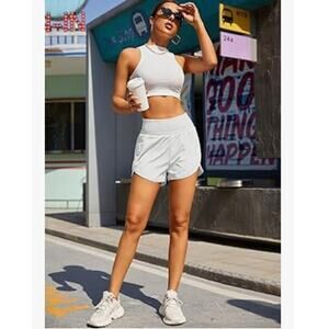 BMJL Woman's High Waisted White Athletic Shorts Size XL